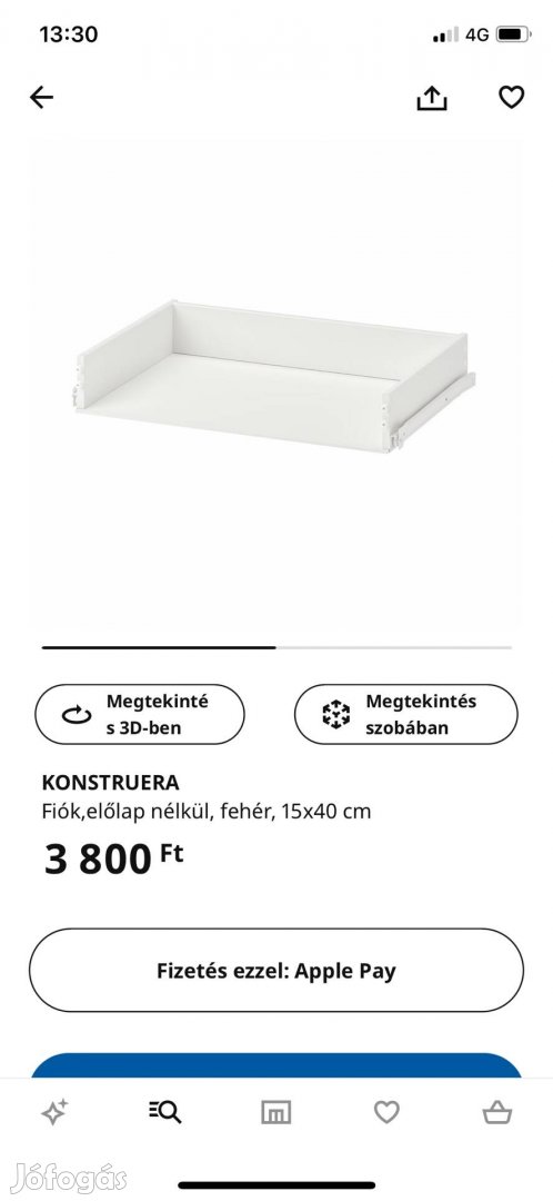 Konstruea polc Fedák nélkül elolap 1 db 3000 IKEA