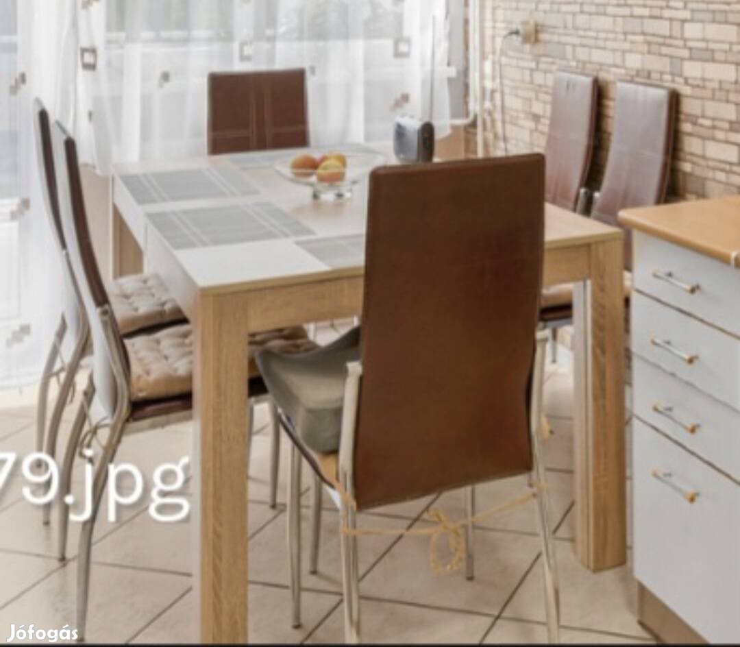 Konyhaasztal 12 fősre bővíthető 6 db székkel