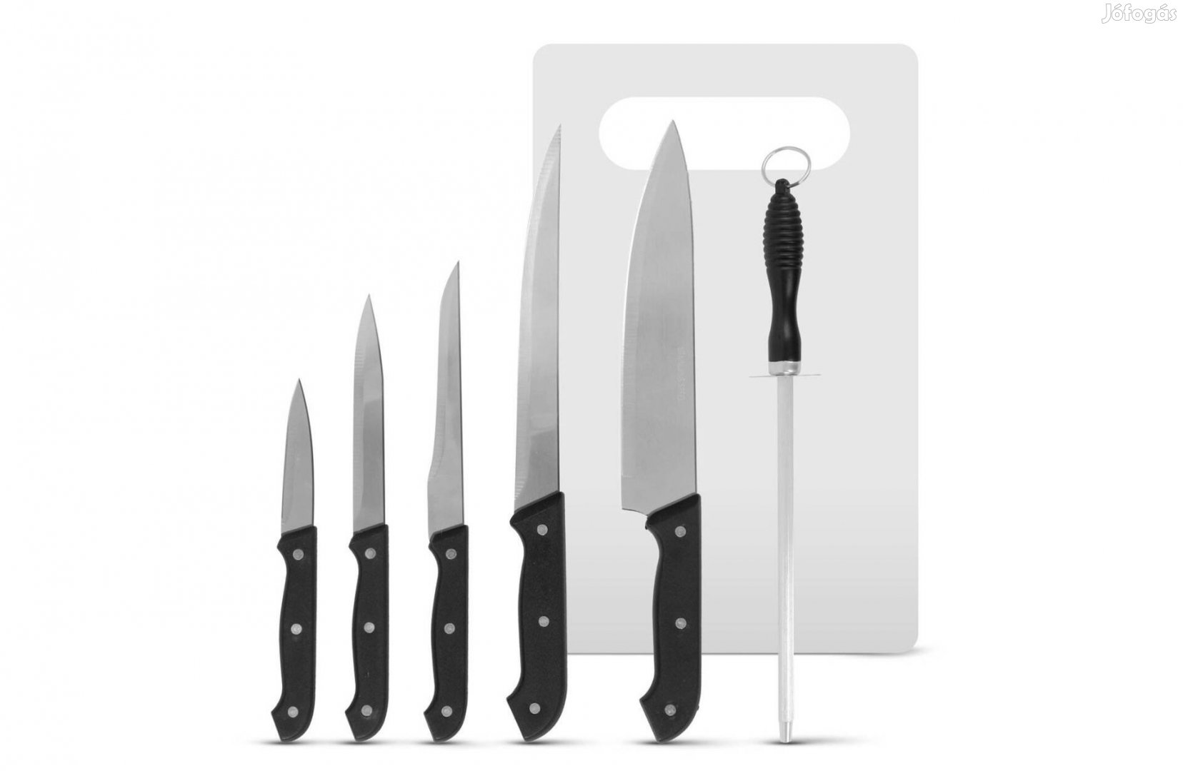 Konyhai késkészlet / Rozsdamentes acél konyhai 5 méretű kés + élező