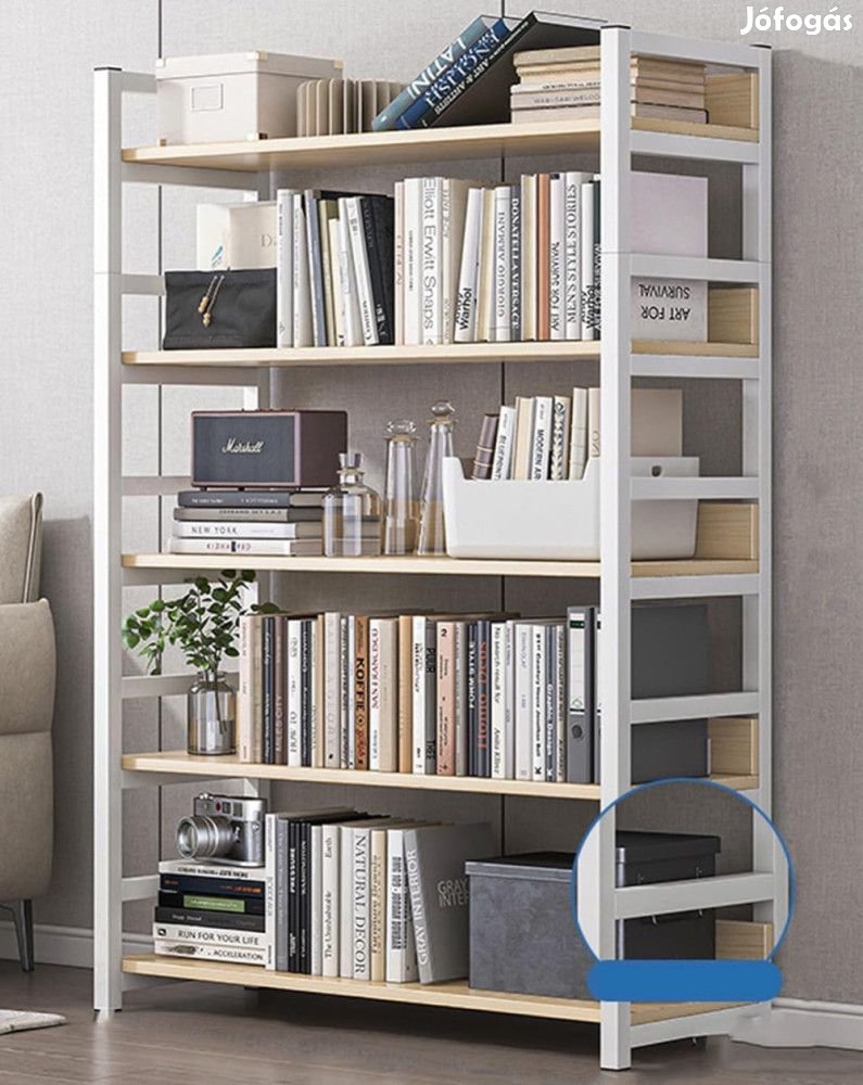 Könyvespolc 5 polcos 100x30x143cm fehér PS08-3