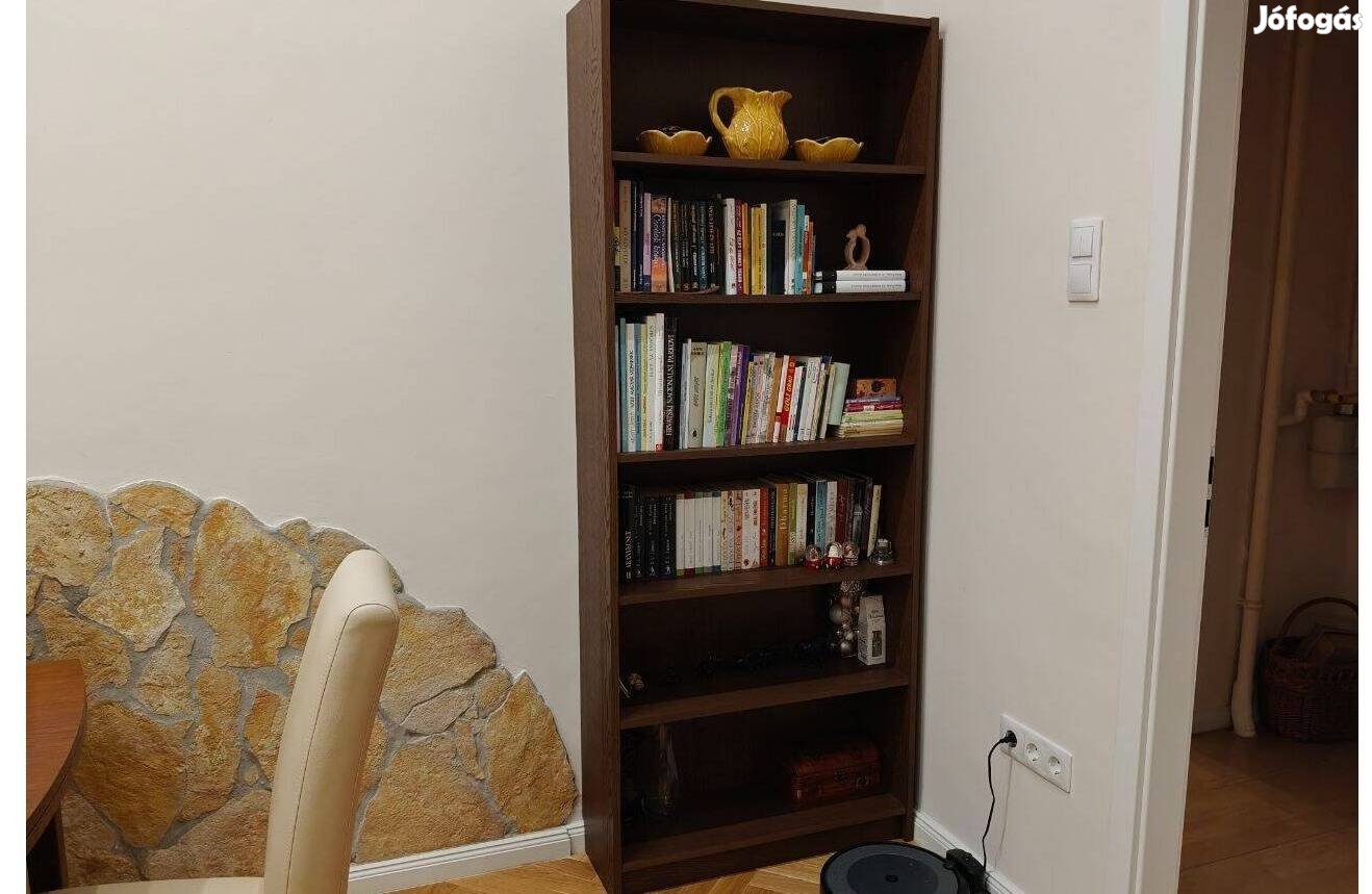 Könyvespolc (IKEA), barna dió hatású, 80x28x202 cm