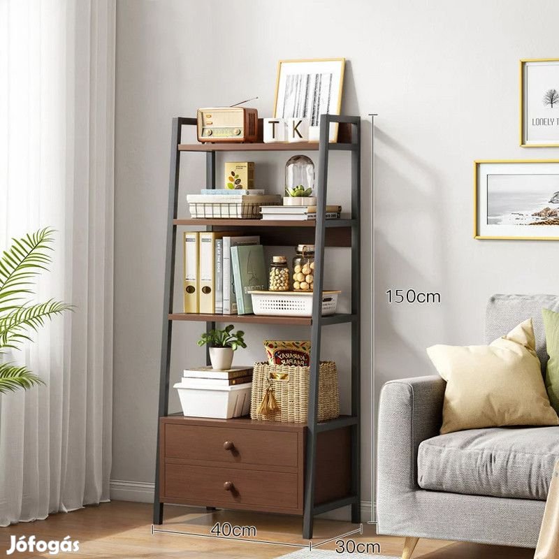 Könyvespolc két fiókkal 40x30x150cm barna PS05-03