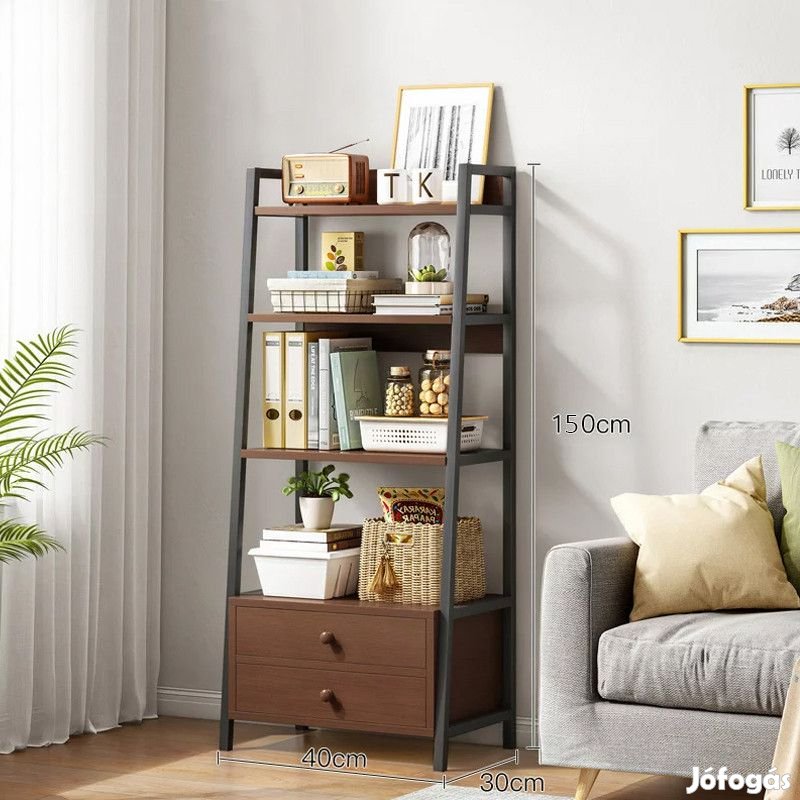 Könyvespolc két fiókkal 40x30x150cm barna PS05-03
