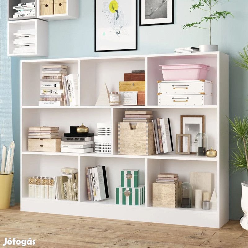 Könyvespolc polcos szekrény 100x24x104cm fehér KW3-100