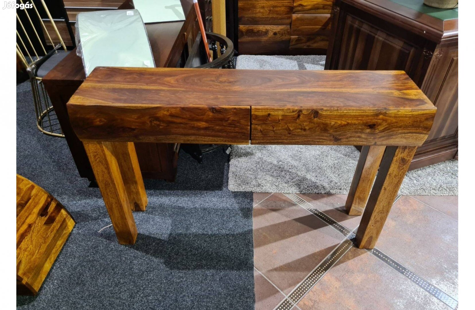 Konzolasztal Exkluzív Rózsafából Egyedi Hullámos Fiókkal 120 CM