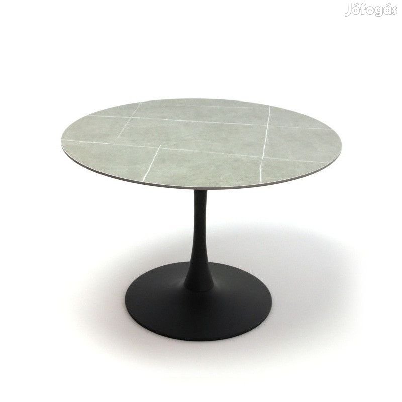 Kör asztal 110 cm Szürke márvány Fekete T27715-2-6912