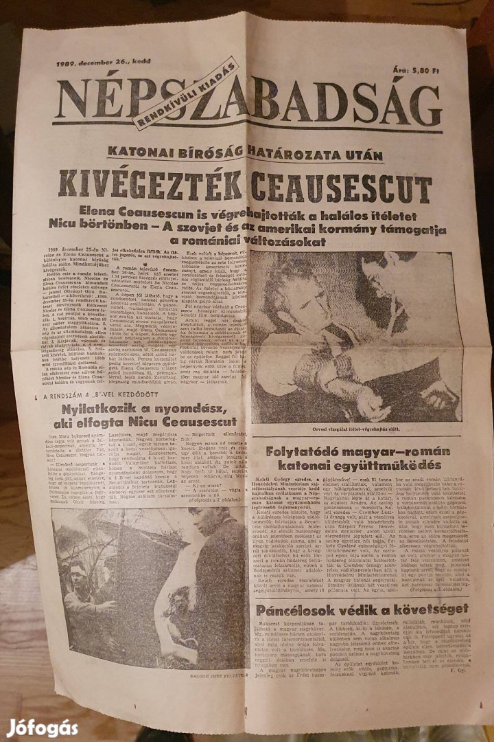 Kordokumentum, Népszabadság 1989.december 26. Rendkívüli kiadás