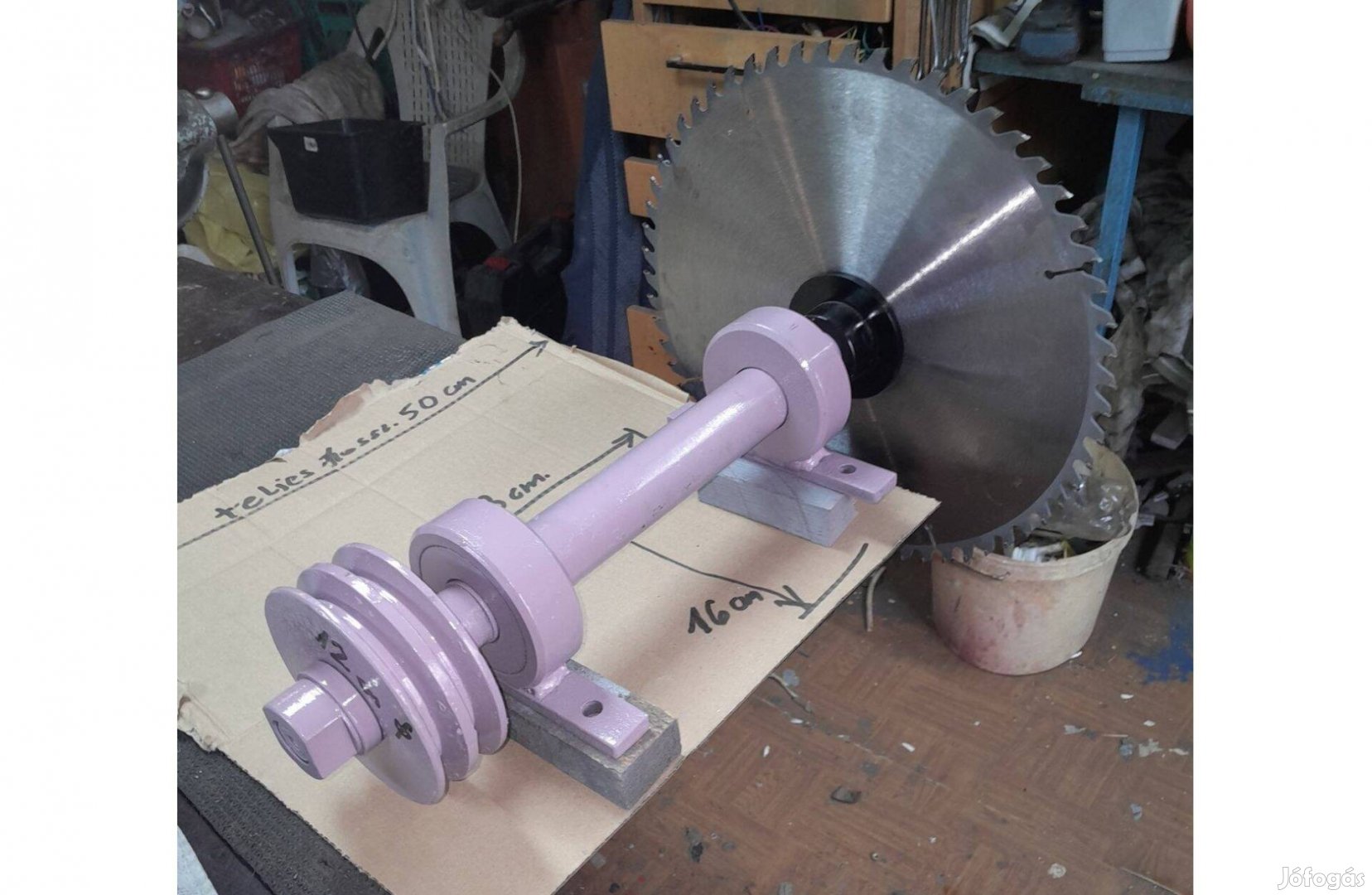 Körfürész tengely 50 cm hosszú 350 mm-es uj lappal