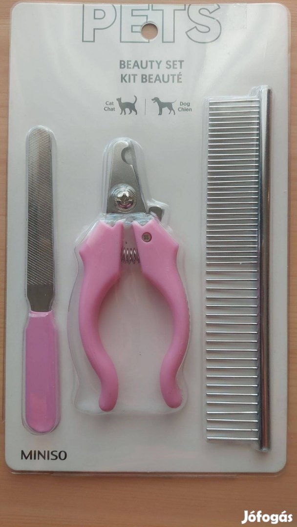 Körömvágó olló reszelő fém fésű Kisállat részére Rózsaszín Miniso Új