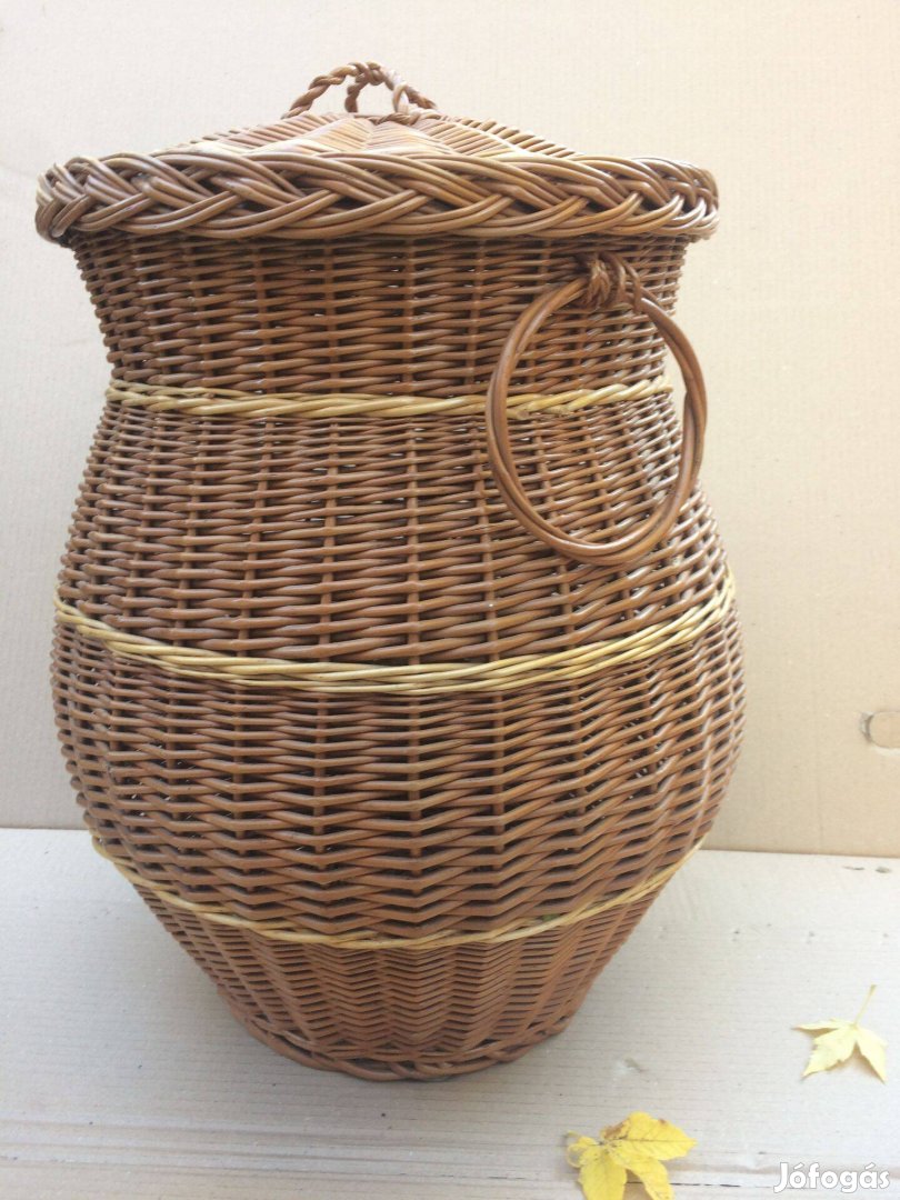 Kosár fedeles tároló kosár vessző 53 x 40 cm eladó