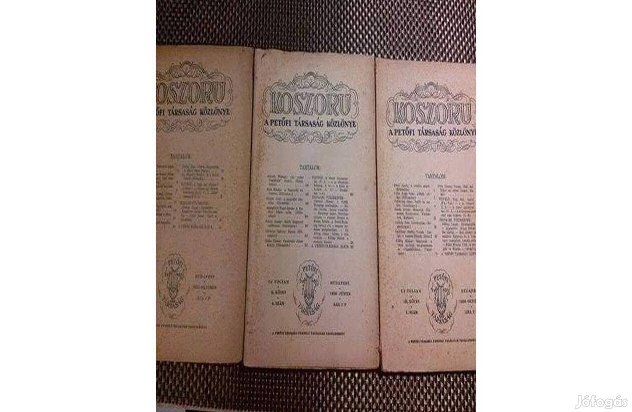 Koszorú A Petőfi Társaság Közlönye ( 1935 és 1936-os kiadások) eladó!