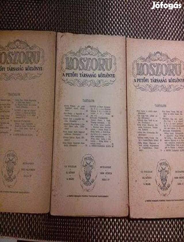 Koszorú A Petőfi Társaság Közlönye ( 1935 és 1936-os kiadások) eladó!