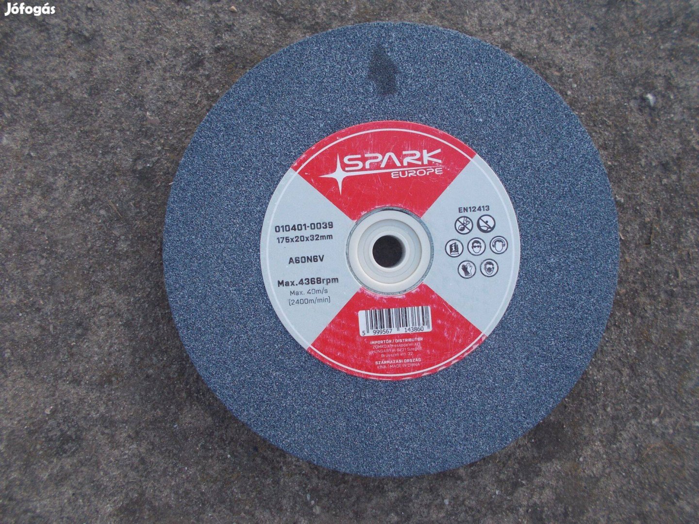 Köszörűkő 175x20x32/16 mm-es szűkítéssel, szürke, 60-as szemcse
