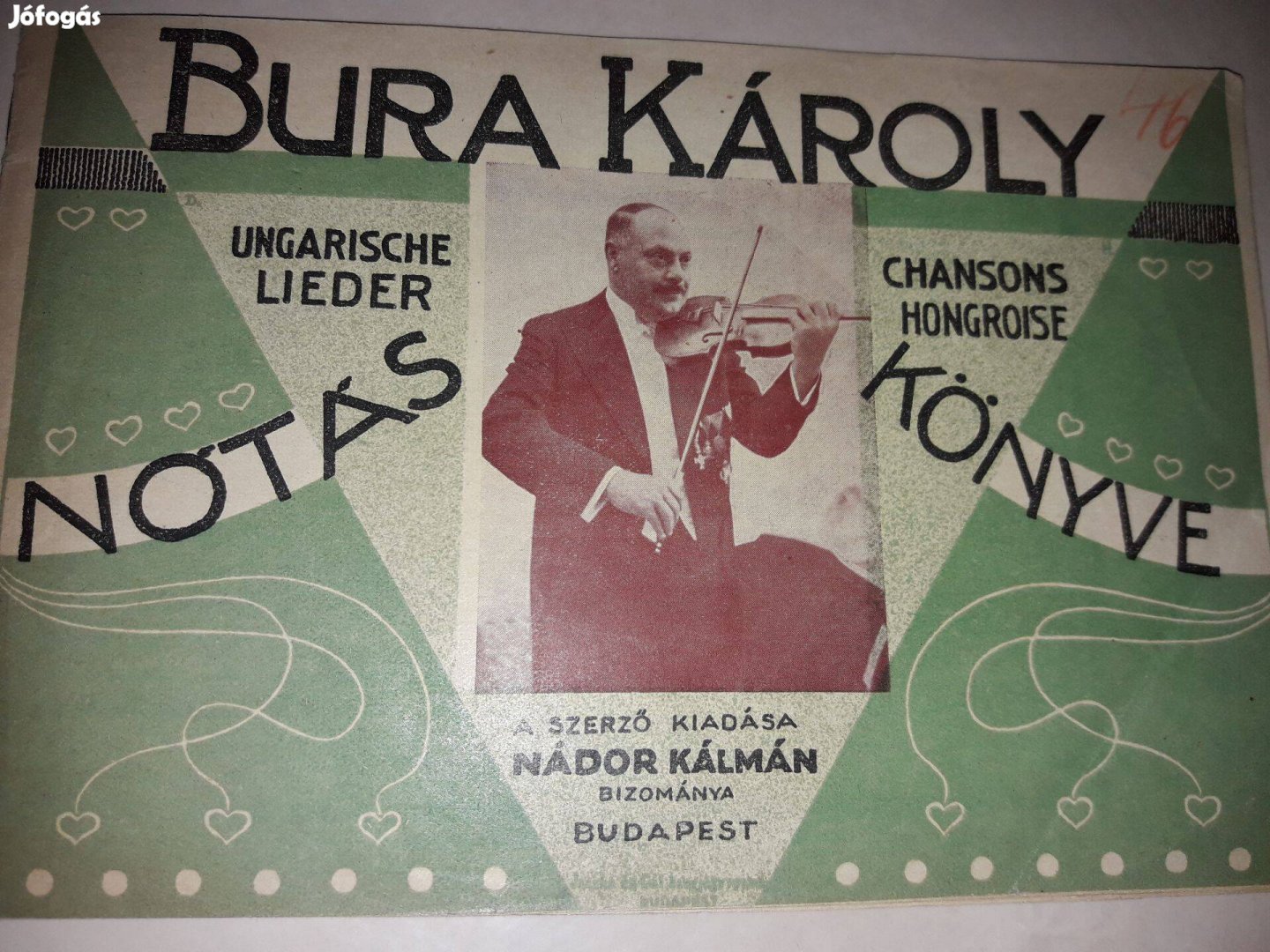 Kotta füzet nótás könyv Bura Károly 1932-es kiadás