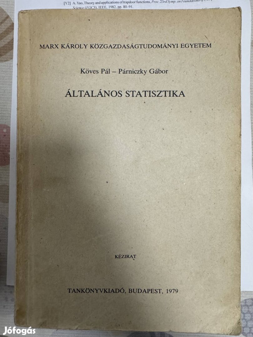 Köves Pál Általános Statisztika Matematikai Szakkönyv