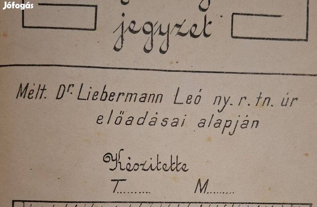 Közegészségtani jegyzetek 1922 Dr Liebermann Leó előadásai