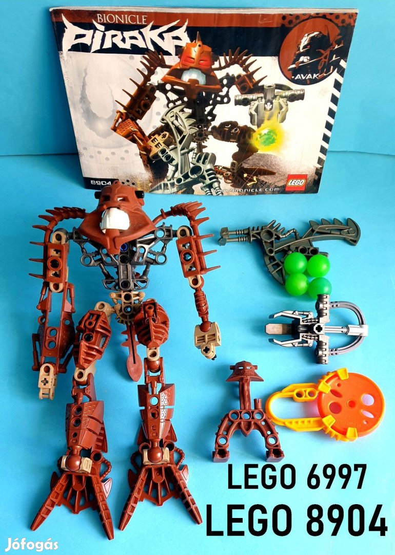 Közel 20 éves LEGO Bionicle 8904 Avak + 6997 Piraka Avak, útmutatóval
