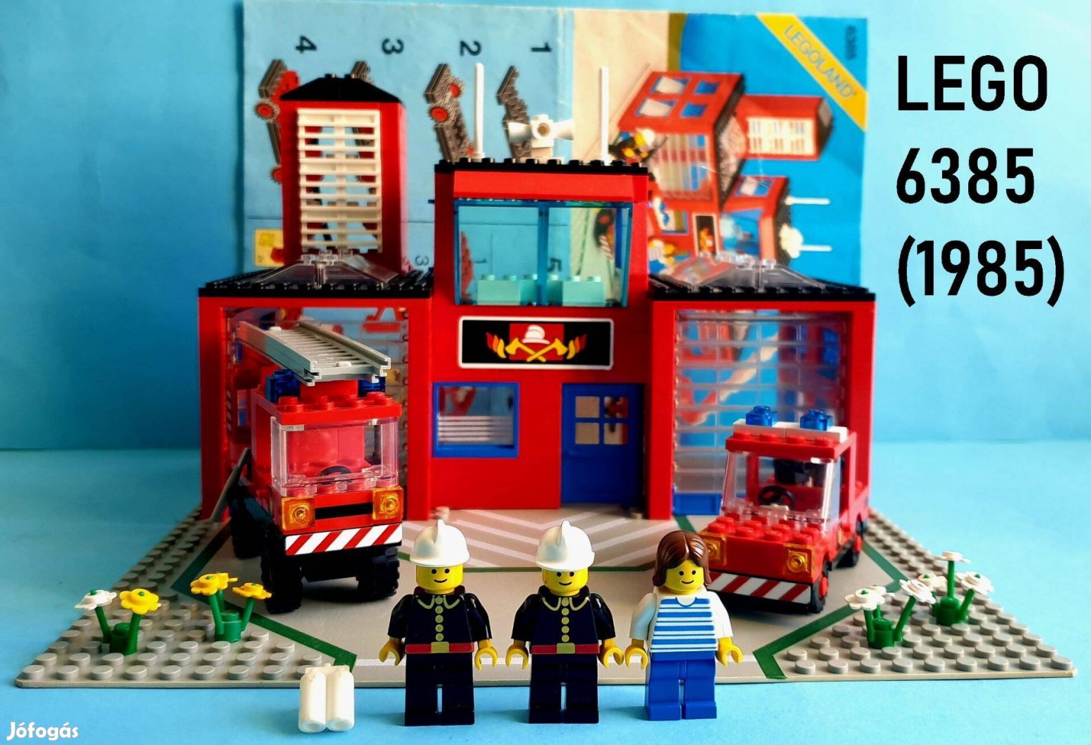 Közel 40 éves LEGO Legoland 6385 Fire House / Tűzoltóság (1985)