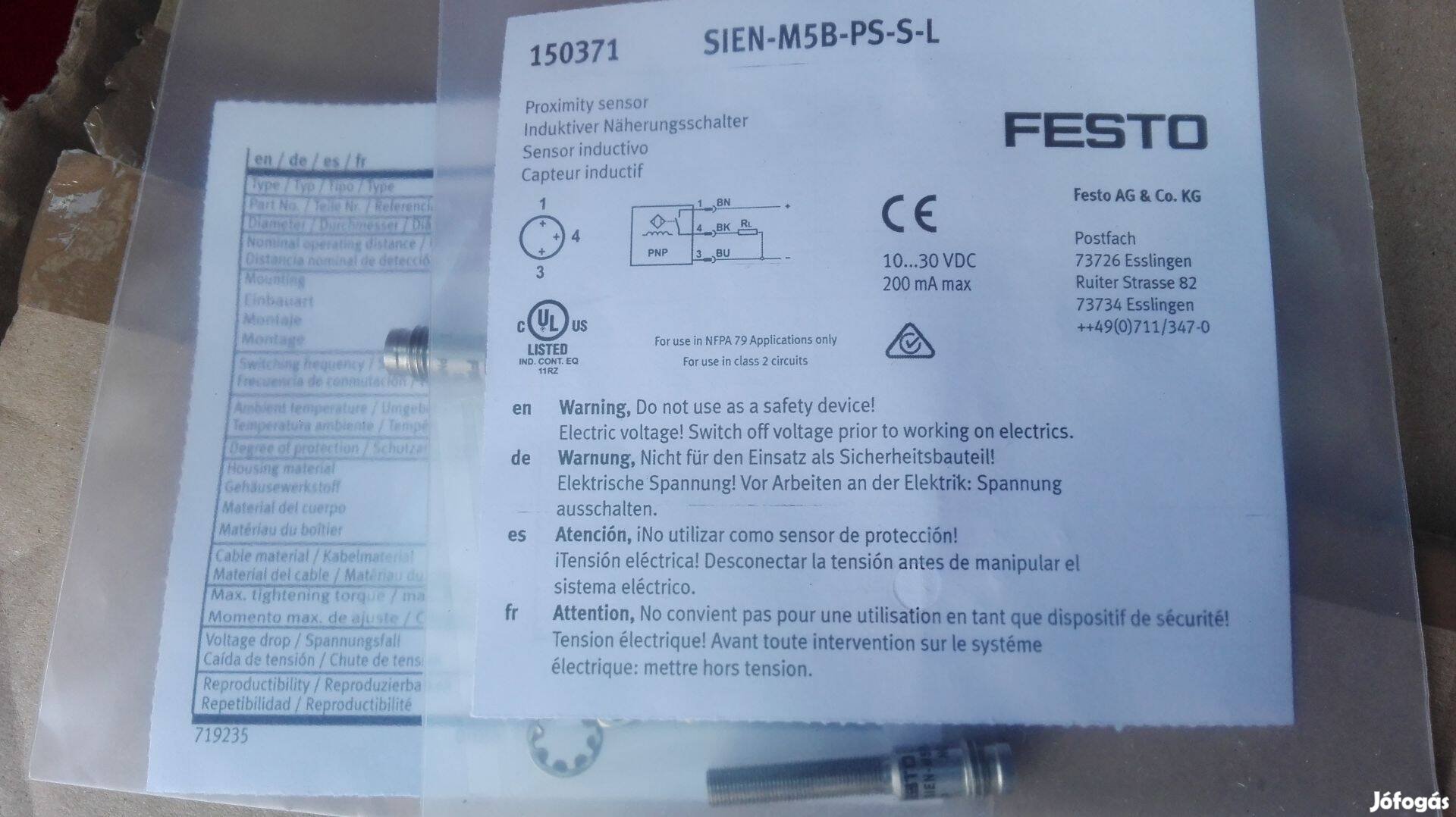 Közelítéskapcsoló 2 db Festo 150371 / Sien -M5B-PS-5-L