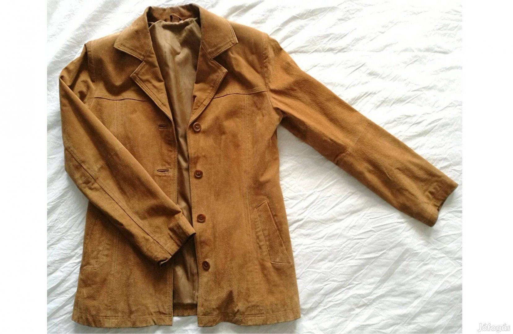 Középbarnaőzbarna női átmeneti velúrkabát valódi bőrkabát SM