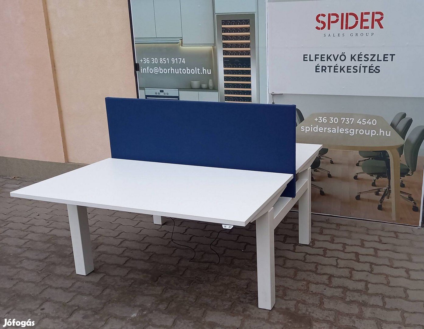 Középső elem, térelválasztó, asztali paraván, kék színű - használt