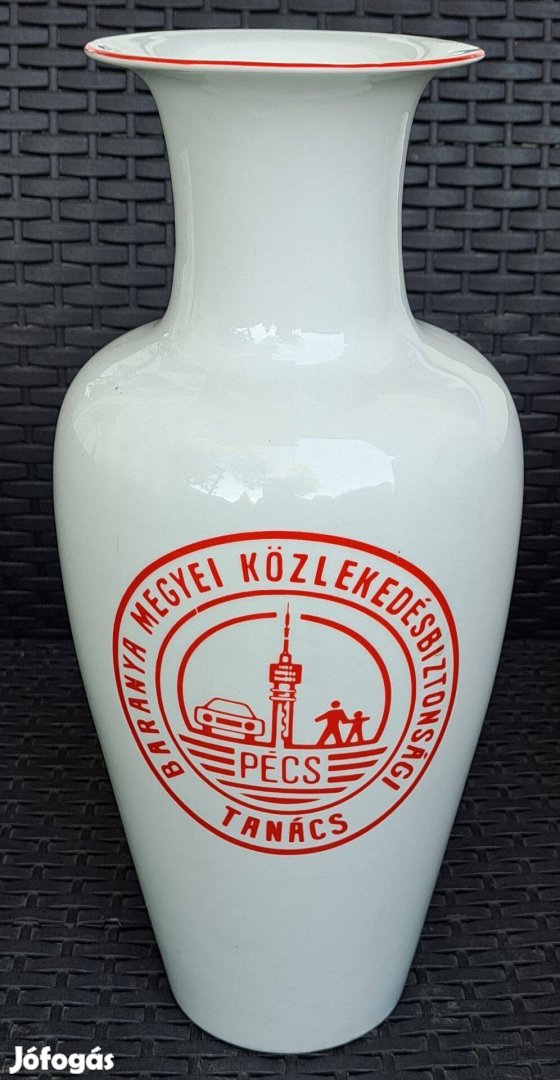 Közlekedésbiztonsági Tanács Pécs. Zsolnay váza.40 cm.Retro!