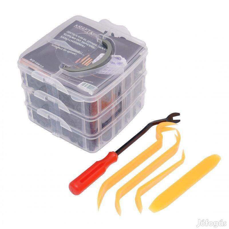 Kraft&Dele KD10612 kárpitkapocs leszorító és kihúzó készlet 630db