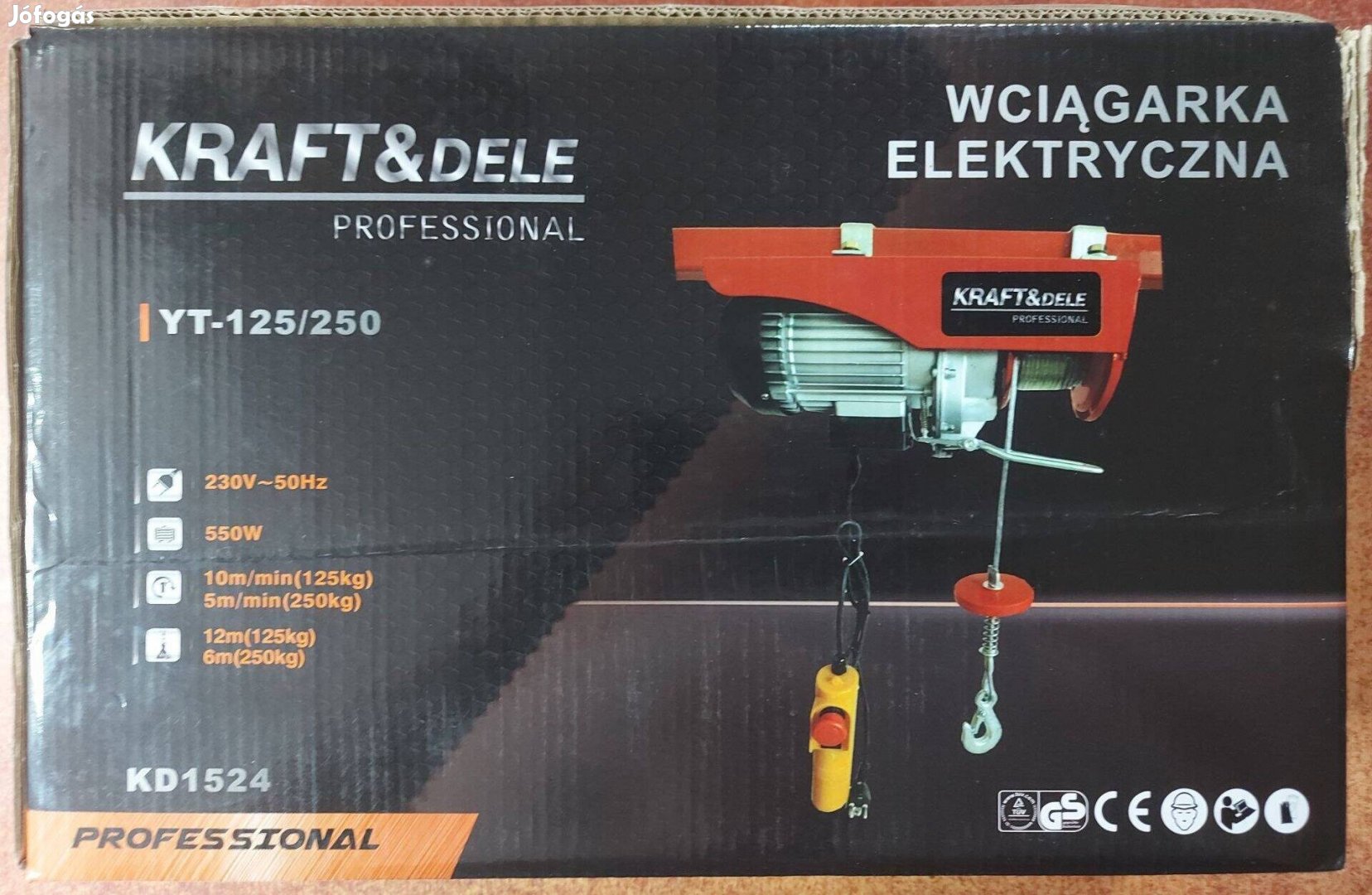 Kraft&Dele KD1524 elektromos drótköteles emelő 550W 125/250kg Garancia