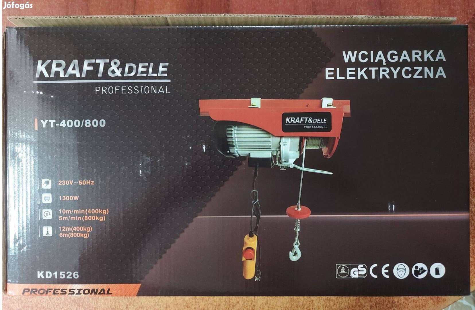 Kraft&Dele KD1526 elektromos drótköteles emelő 1300W 400/800kg Garanci