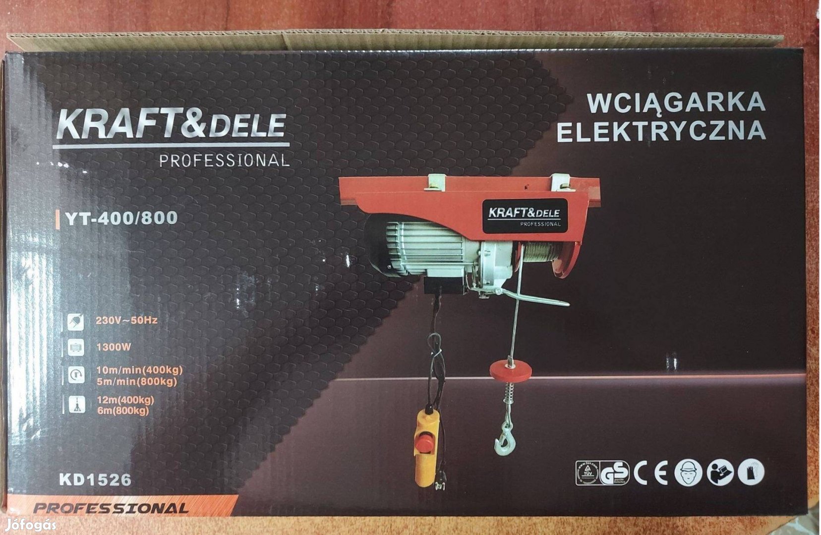 Kraft&Dele KD1526 elektromos drótköteles emelő 1300W 400/800kg Garanci