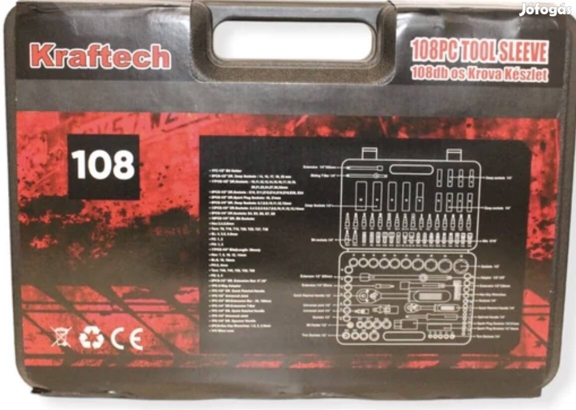Kraftech 108 részes dugókulcs krova prémium készlet, HA-0055