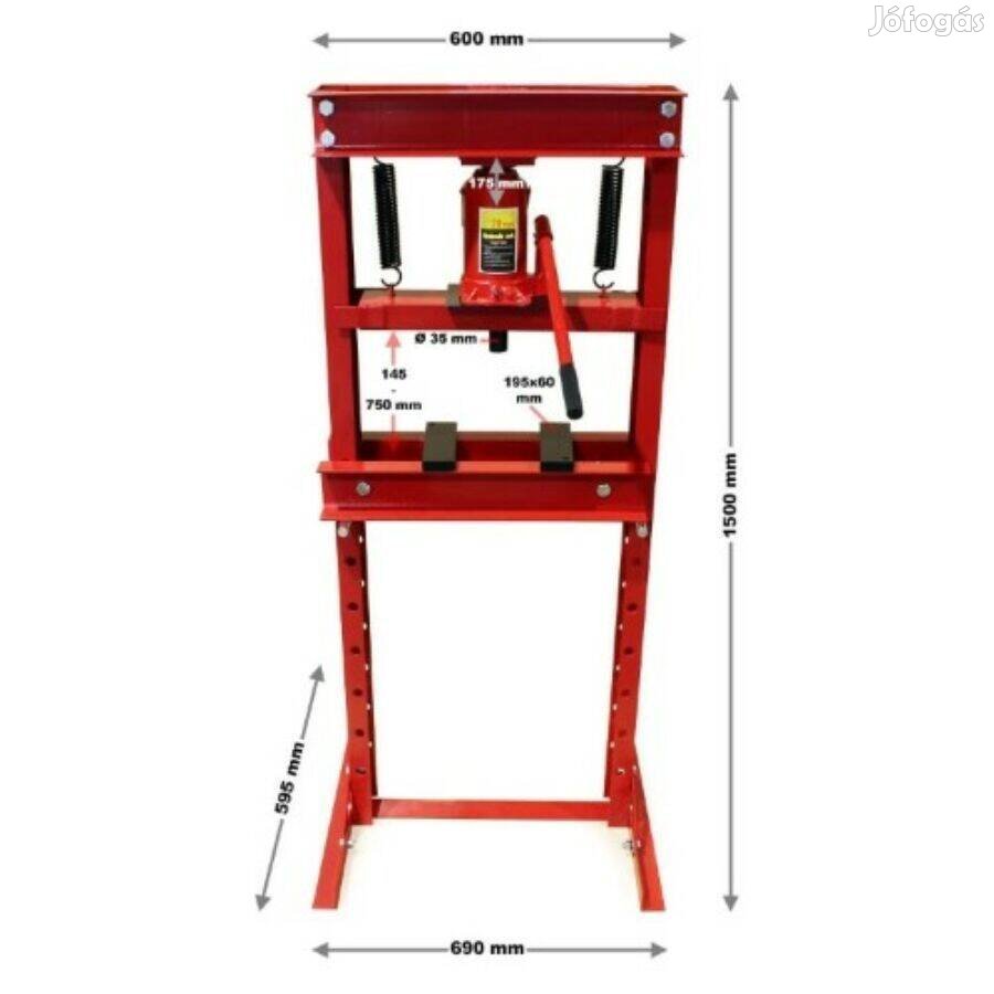 Kraftech HB-6360 Hidraulikus Műhelyprés 20Tonnás állvánnyal