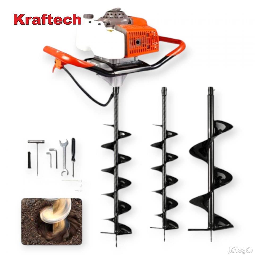 Kraftech - KT-ED73Pro - Talajfúró 100-150-200 földfúró