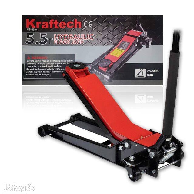 Kraftech alacsony profilú krokodil hidraulikus emelő 5.5T 75-505mm