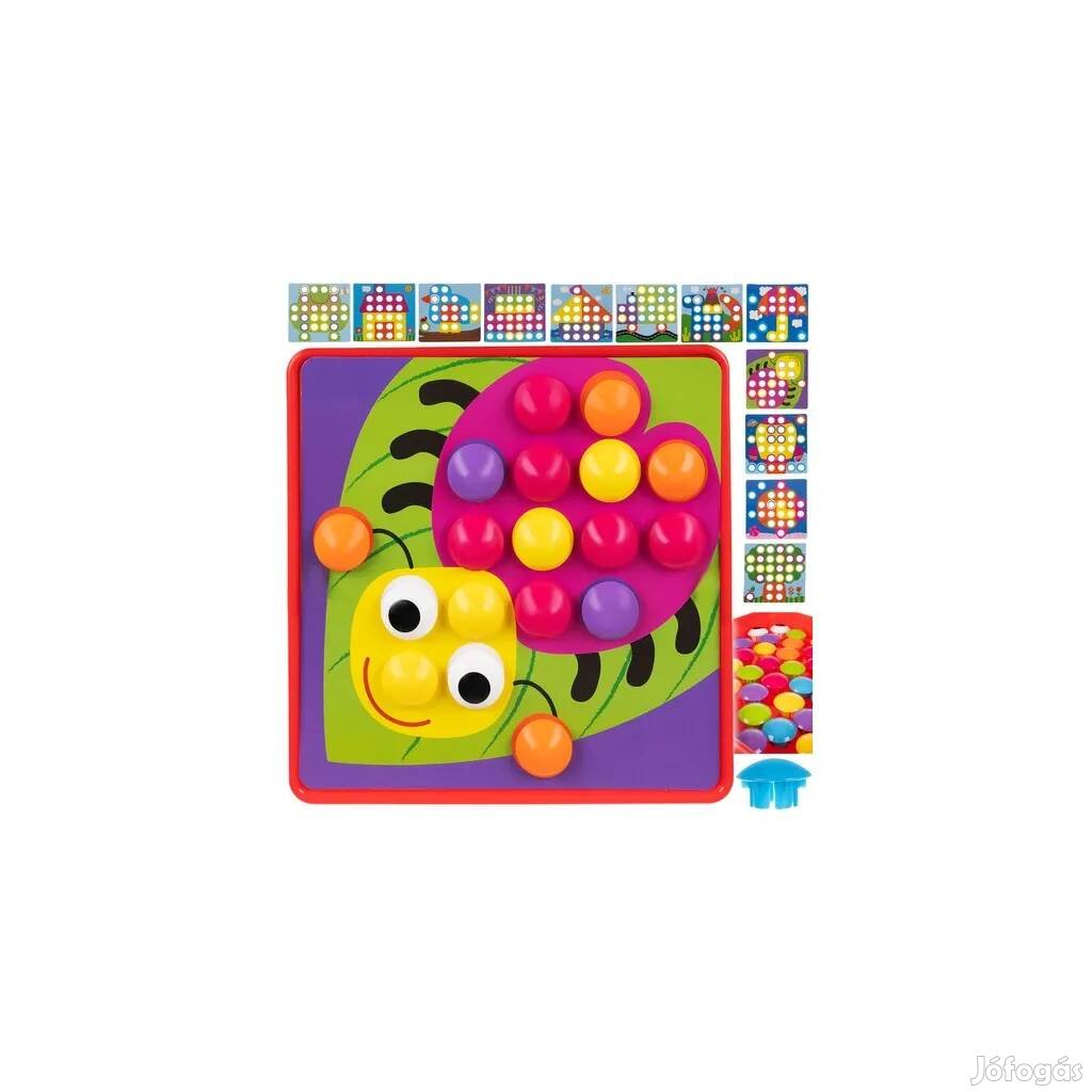 Kreatív, készségfejlesztő mozaik plug-in játék, 45 db színes gombbal
