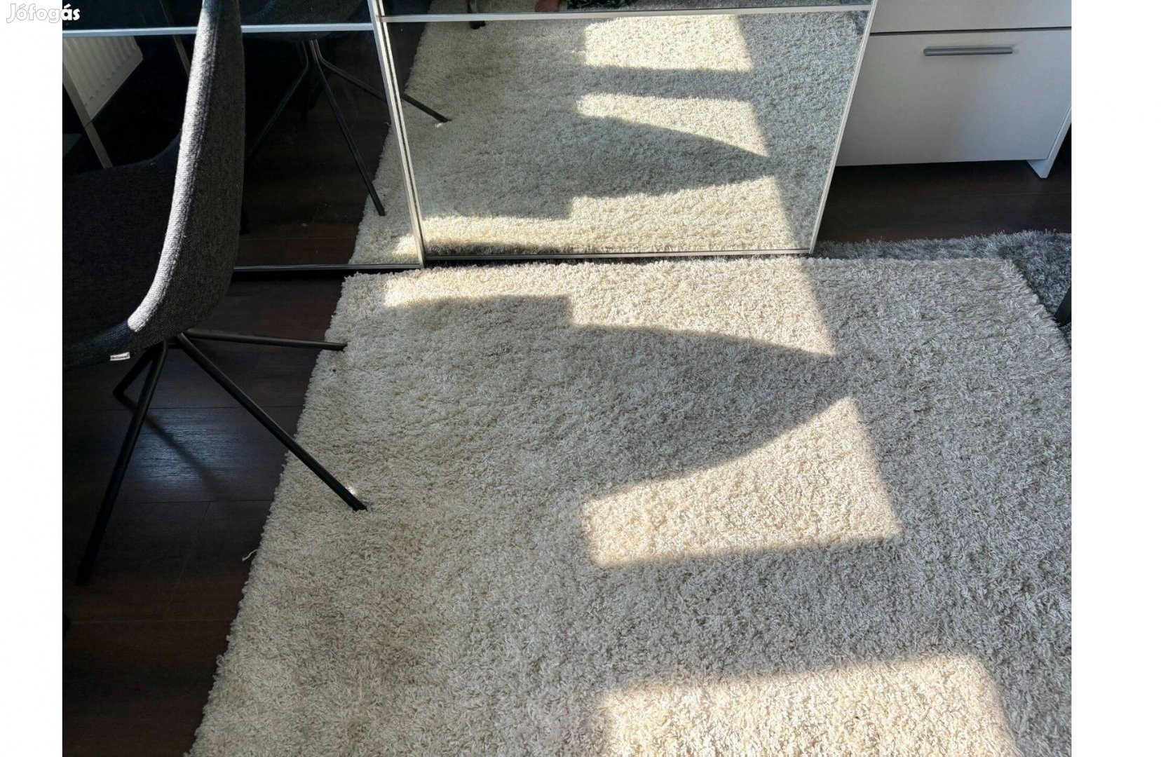 Krém színű, hosszúszálú szőnyeg, 165 cm x 240 cm, szép