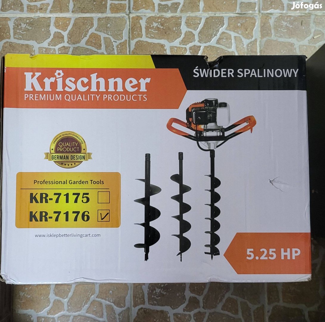 Krischner talajfúró földfúró lyukfúró 5,25LE / 52cm3 + 3db csiga