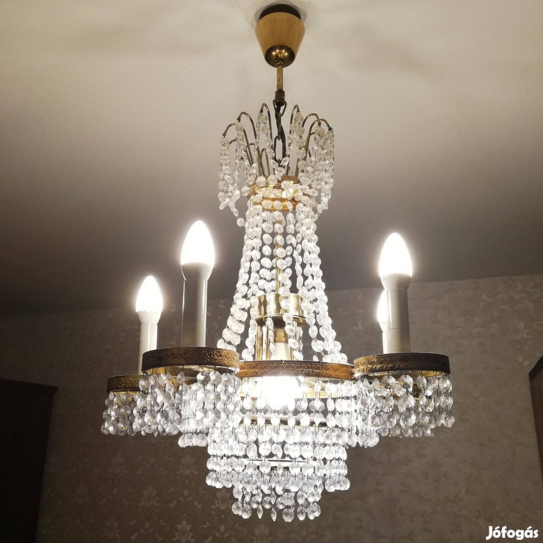 Kristály csillár 5 ágú retró