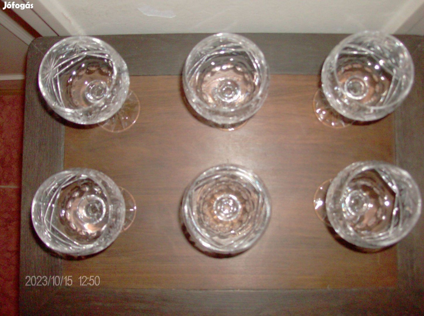 Kristály pohár, átmérő 10cm, magasság 13,5cm, 6db pezsgős