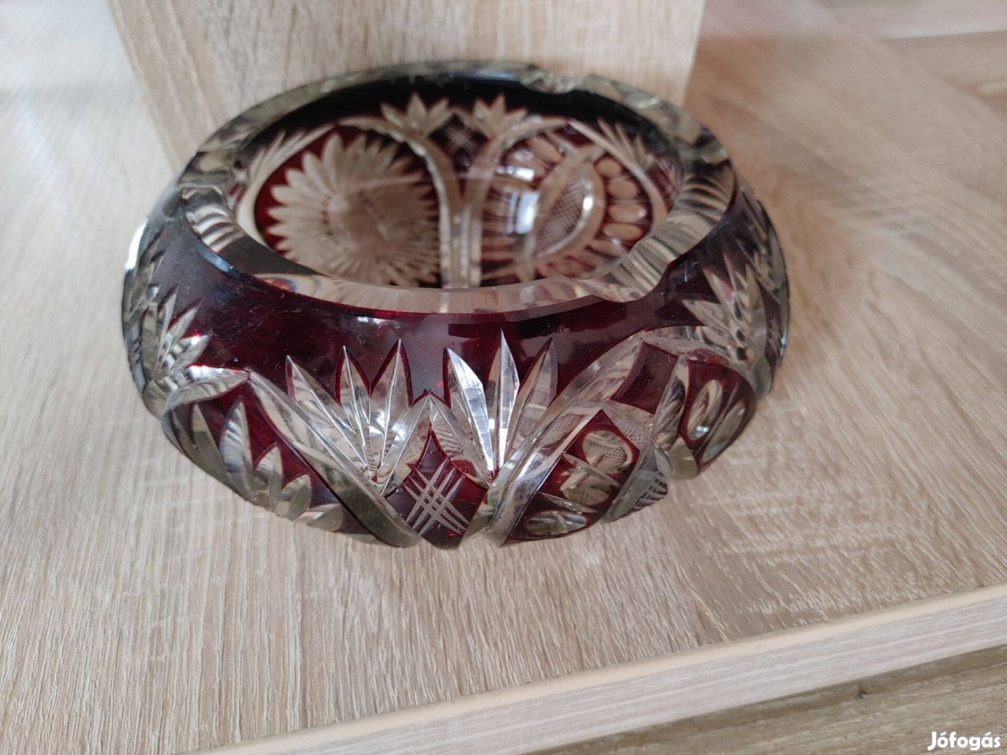 Kristály üveg hamutál kb.16 cm