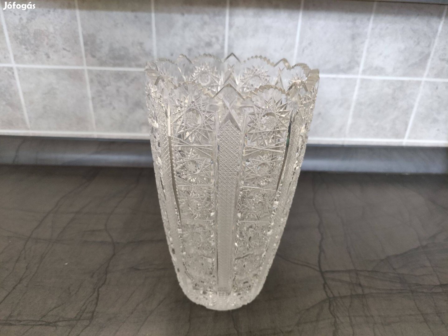 Kristály váza 21 cm-es hibátlan