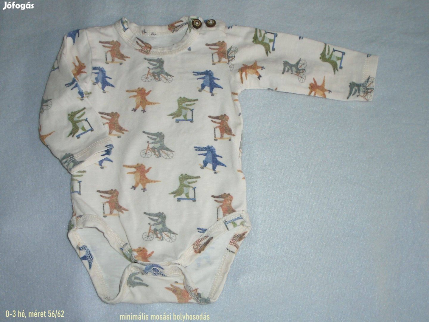 Krokodilos hosszú ujjú body 0-3 hó méret 56 62