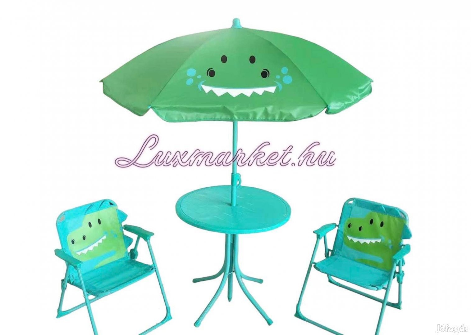 Krokodilos kerti gyerek bútor szett piknik asztal napernyővel és széke