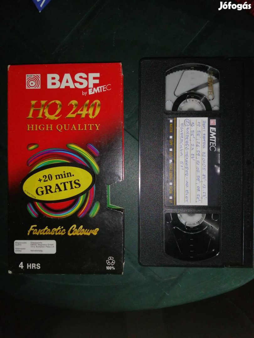 Krómos VHS video kazetta BASF Emtec High Quality HQ240+20 23db