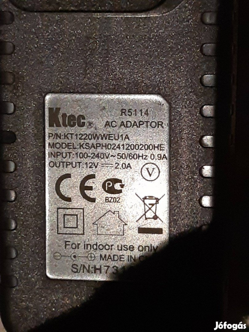 Ktec DC adapter 12V 2,0A működő