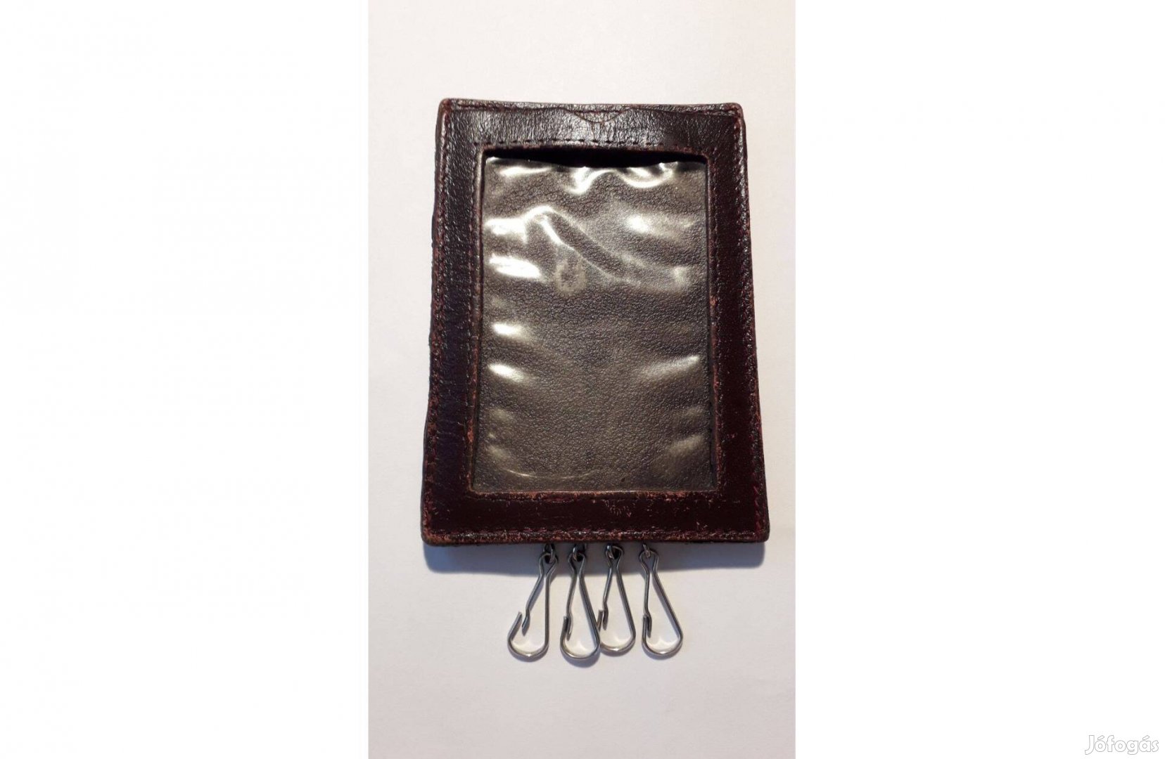 Kulcstartó 4 akasztóval 8*14 cm barna bőr használt