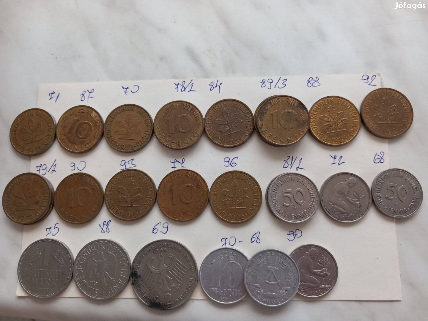 Különböző évjáratú régi NSZK 10 pfennig 10db/csomag