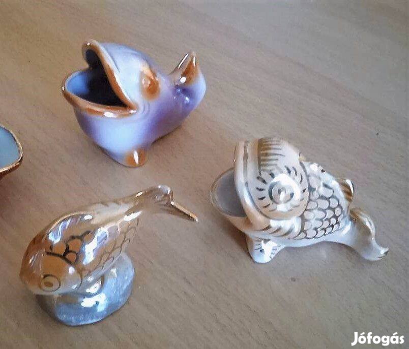 Különböző porcelán és kerámia hal együtt, össz. 3 db