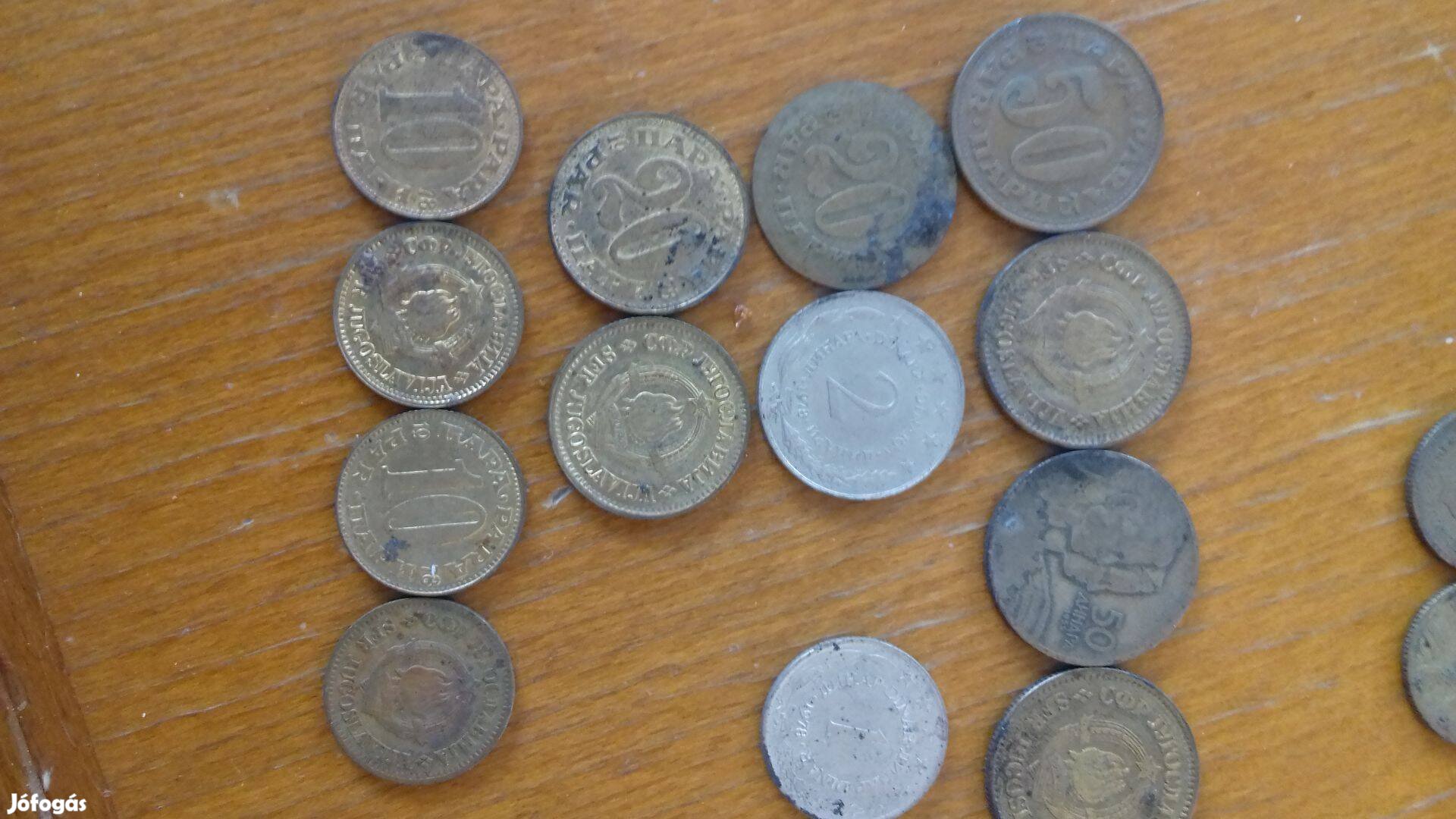 Különböző régi Jugoszláv dinár fémpénz a 20 db egyben