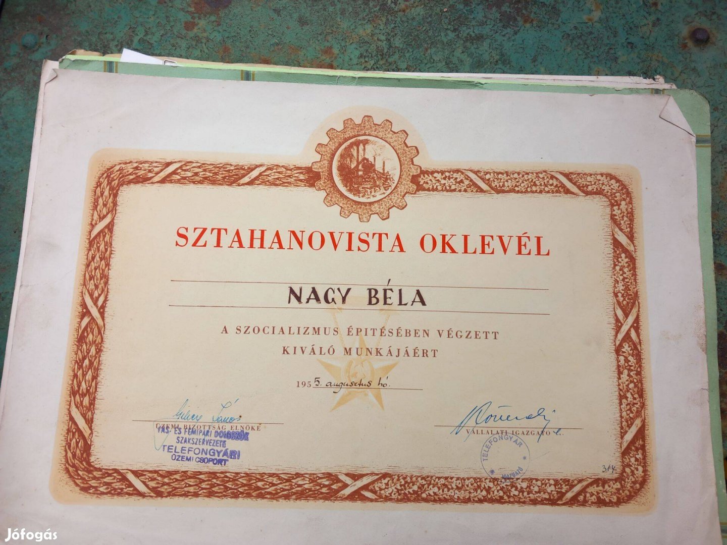 Különböző régi Sztahanovista Oklevél Dicsérő Oklevél